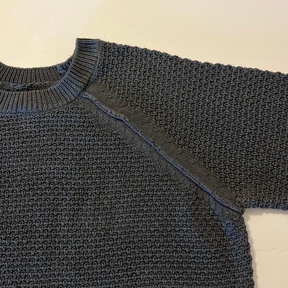 Gap Womens Gray Sweater Sz Lg Textured Reverse Stockinette Raglan Sleeves Ribbed - Picture 5 of 16